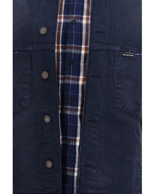 Balenciaga Blue Patched Shirt Jacket for men