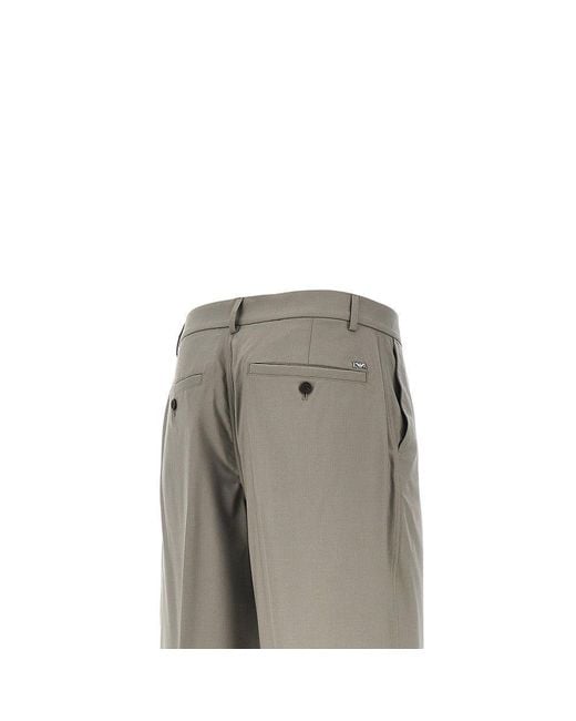 Emporio Armani Gray Virgin Wool Pants for men