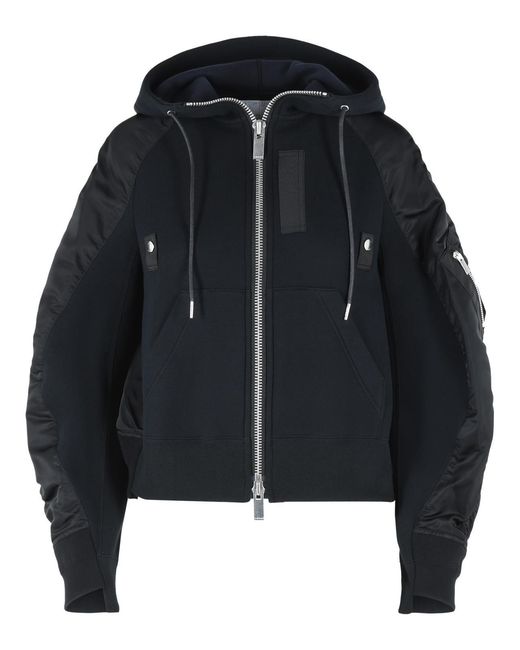 Sacai Black Cotton Blend Hoodie