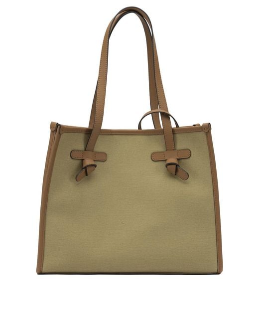 Gianni Chiarini Natural Canvas Leather Shoulder Bag
