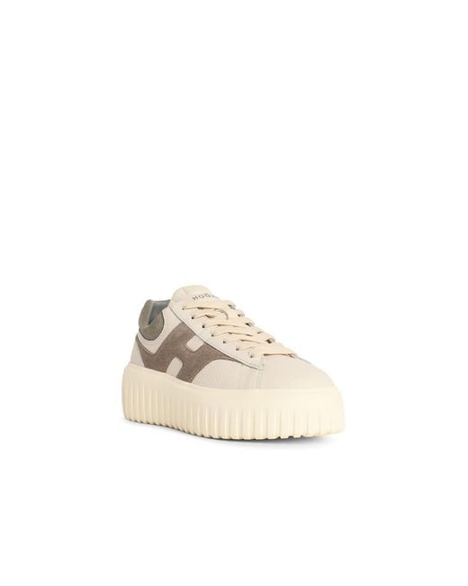 Hogan Natural 'H-Stripes' Leather Sneakers