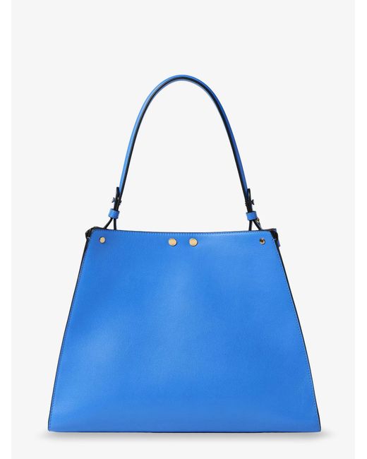Fendi Blue Way Medium Leather Shoulder Bag With Contrasting Lining