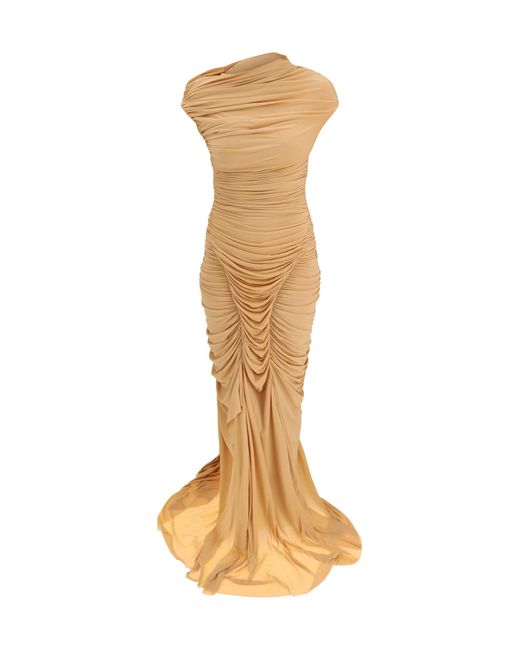 Francesco Murano Metallic Draped Long Dress