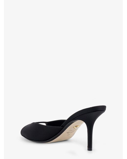 ALEVI Black Luana Satin Sandals With Rhinestone Detail On The Front