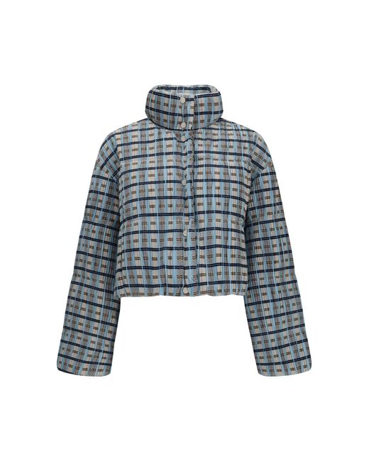 GONGDID DESIGN Blue Short Padded High-Neck Jacket