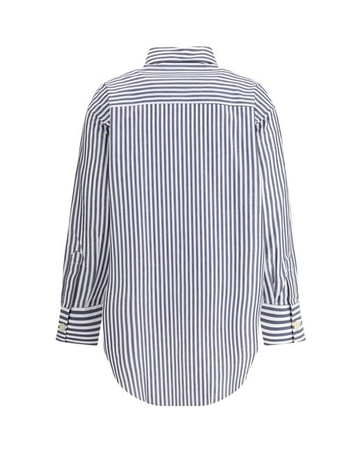 Deperlu Blue Oversized Cotton Shirt Riga Blu