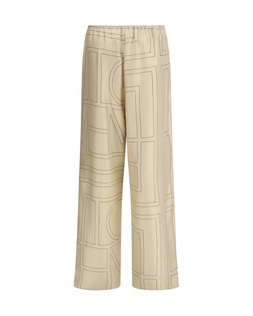 Totême Natural Monogram Silk Pants