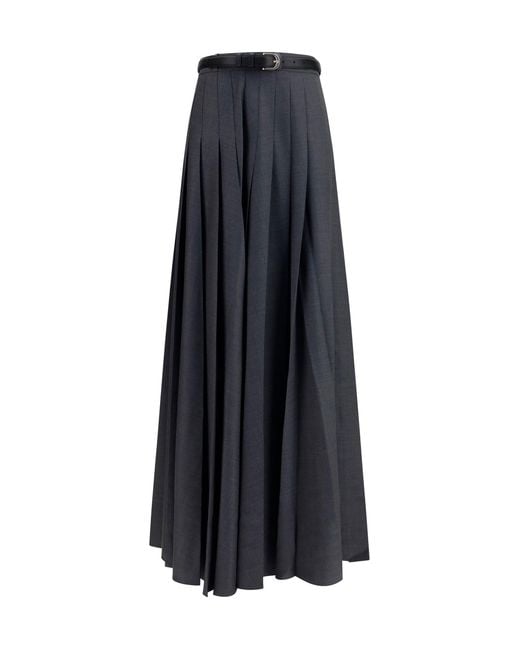 Self-Portrait Blue Pleated Maxi Skirt