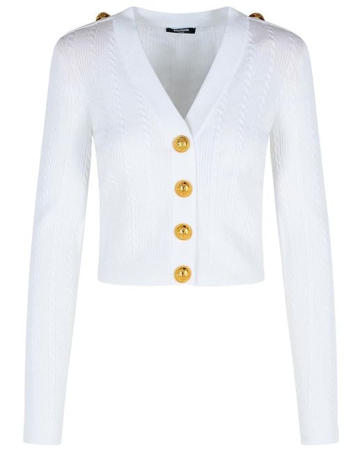 Balmain Blue Viscose Blend Cardigan