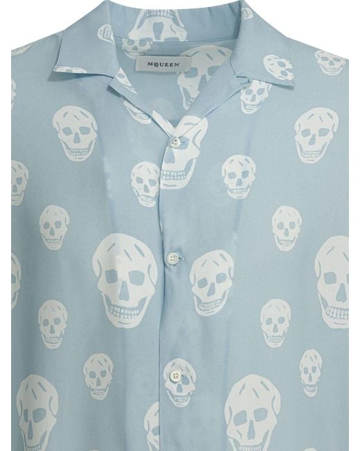McQueen Blue Light Viscose Shirt for men