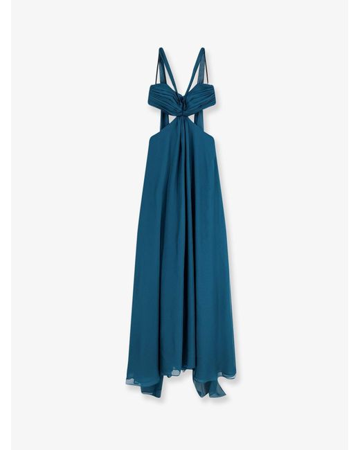 retroféte Blue Chiffon Dress