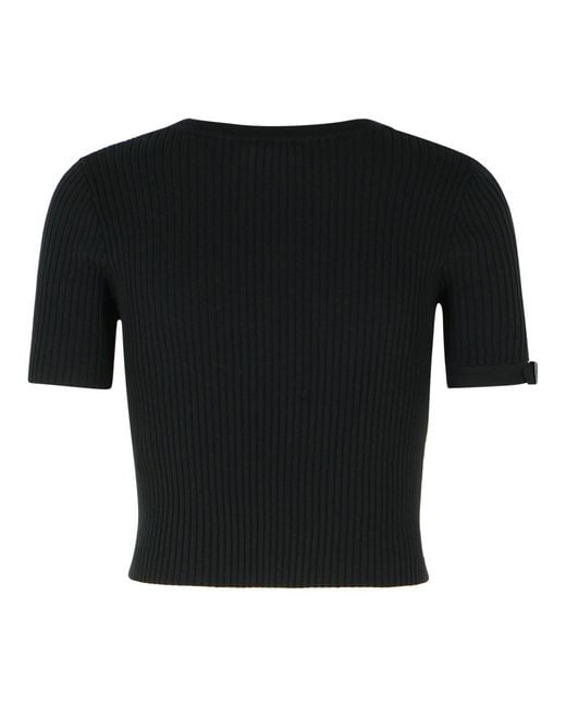Courreges Black Viscose Blend T-Shirt