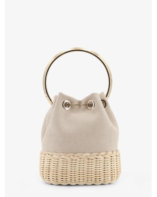 Jimmy Choo Blue Bon Bon Raffia And Canvas Bucket Bag