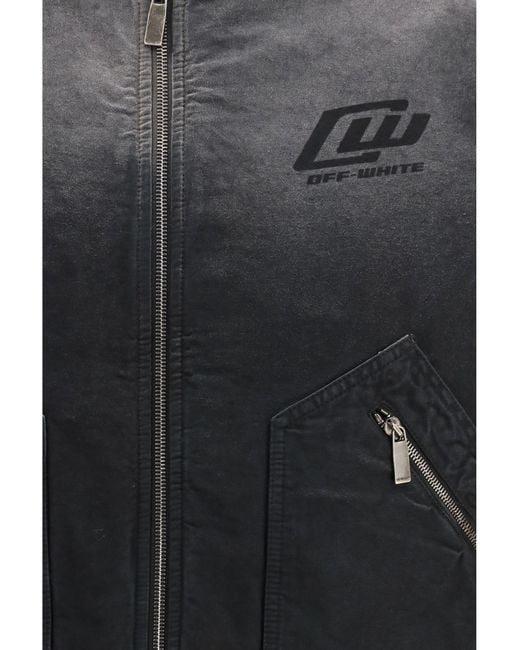 Off-White c/o Virgil Abloh Gray Washed Denim Bomber Jacket for men