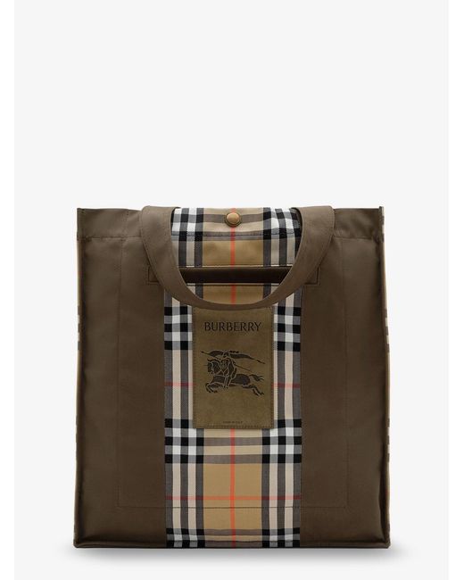 Men's Brown Trench Check Canvas Shoulder Bag