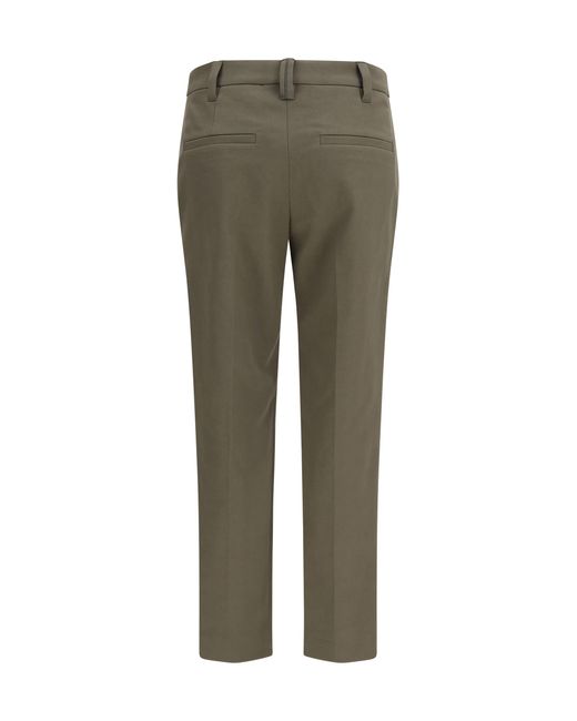 Brunello Cucinelli Green Tailored Cotton Pants