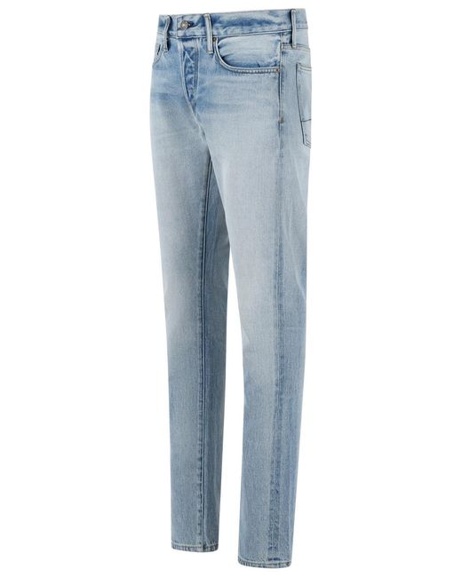 Tom Ford Blue Pale Cotton And Lyocell Jeans for men