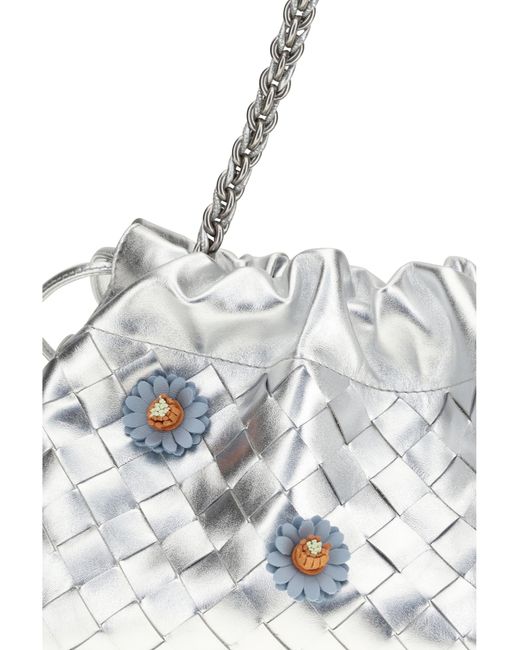 Bottega Veneta White Dustbag Clutch Bag With Floral Appliquãs