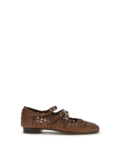CAREL PARIS Brown Ballerina Shoes Woven Leather