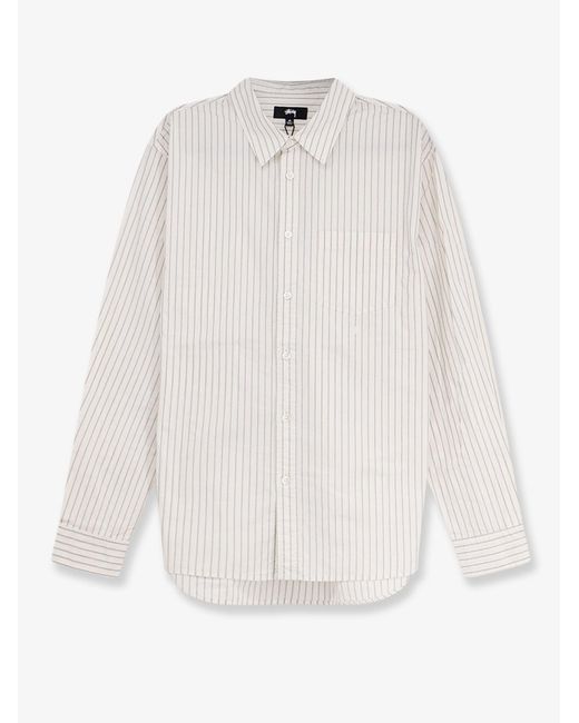 Stussy White Standard Striped Cotton Shirt for men