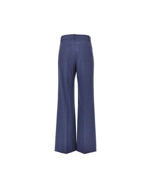 Victoria Beckham Blue 'Alina' Wool-Blend Pants