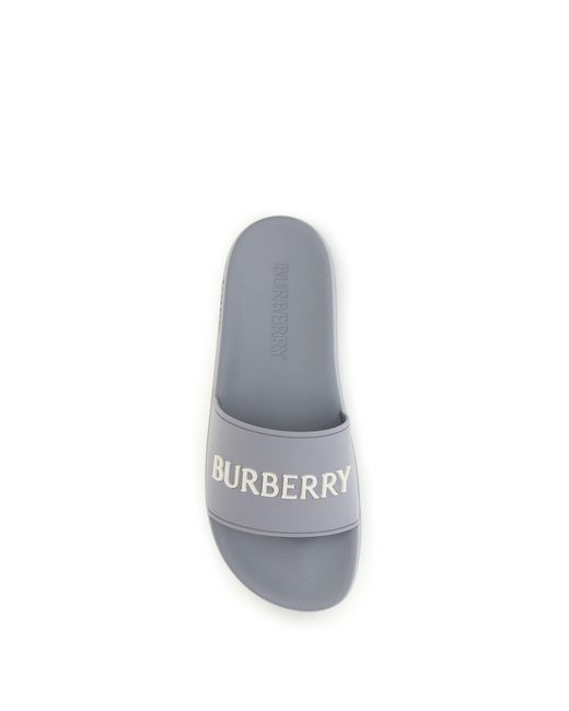 Burberry White Slides Logo