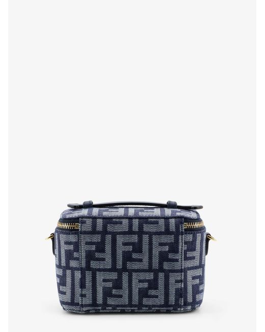 Fendi Blue Vanity Denim-Effect Ff Jacquard Minibag