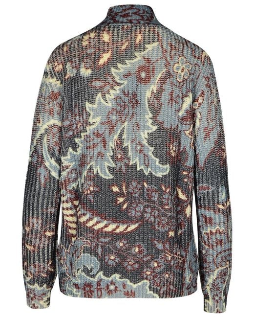 Etro Gray Multicolored Wool Turtleneck Sweater