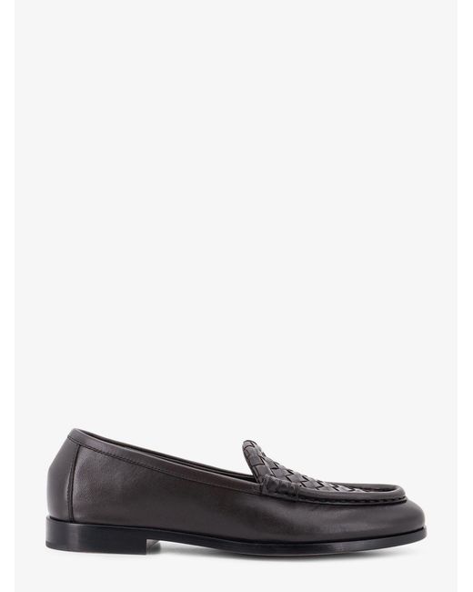 Bottega Veneta White Silenzio Leather Loafers With Intrecciato Motif