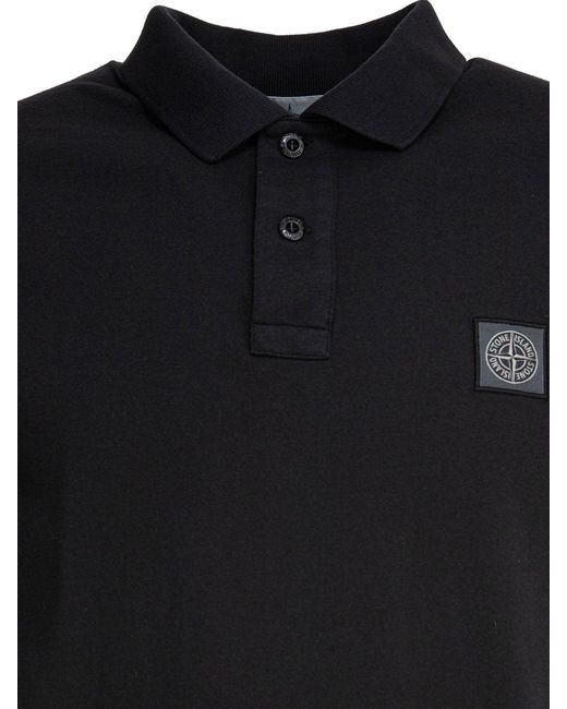 Stone Island Black Cotton Jersey Polo Shirt for men