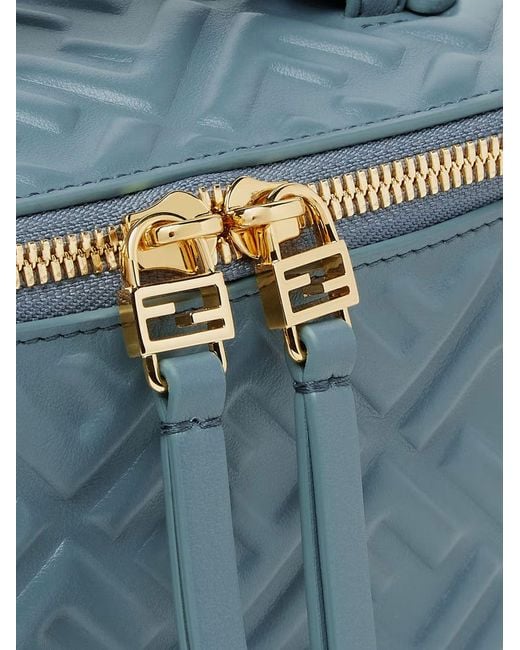 Fendi Blue Vanity Leather Crossbody Bag With Ff Motif