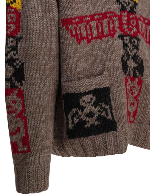 Kapital Black Peckish Totem Pole Zippered Sweater for men