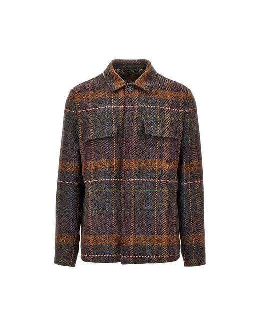 Etro Brown Cashmere And Wool Overshirt for men