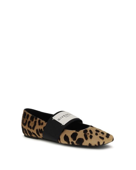 Givenchy White Leopard Print Sliced Square Ballerinas