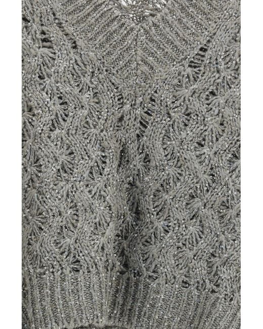 Brunello Cucinelli Gray Silk Blend Sequined Vest Rosemary