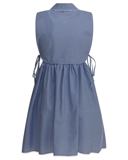 Miu Miu Blue Cotton Short Sleeveless Dress
