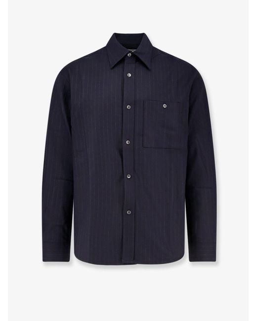 TONYWACK Blue Wool Blend Striped Shirt