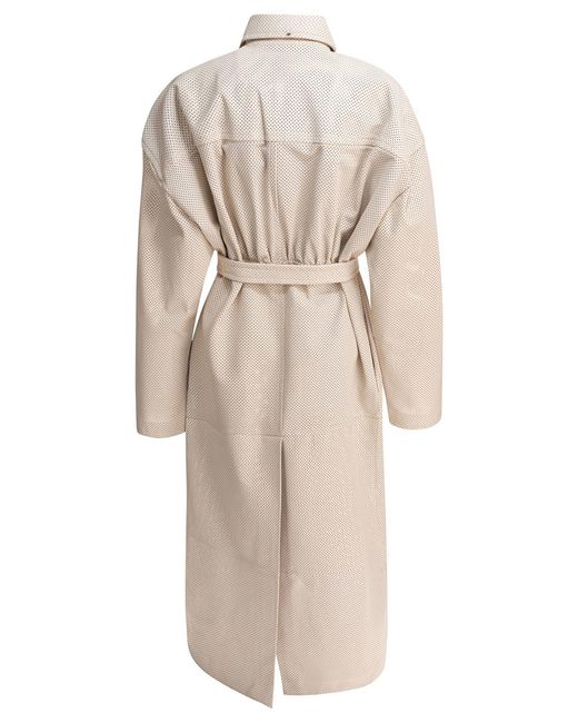 Max Mara Natural Trench Coat With Leather Belt Jackets And Coats