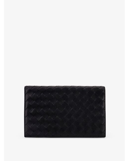 Bottega Veneta Black Leather Clutch Bag With Intrecciato Motif for men