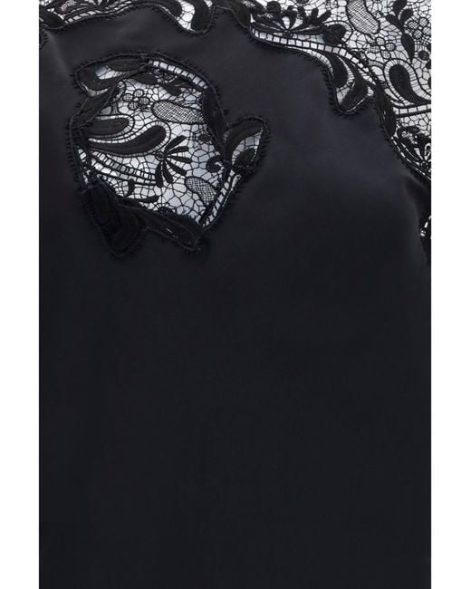 Ferragamo Black Silk Dress With Lace