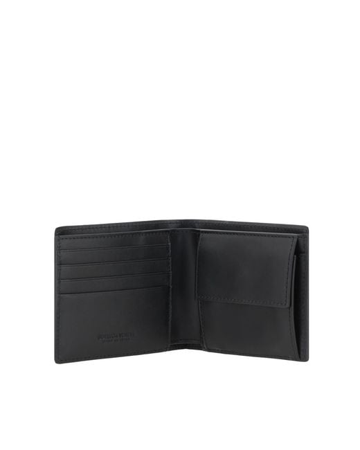 Bottega Veneta Black Bifold Leather Intrecciato Wallet for men