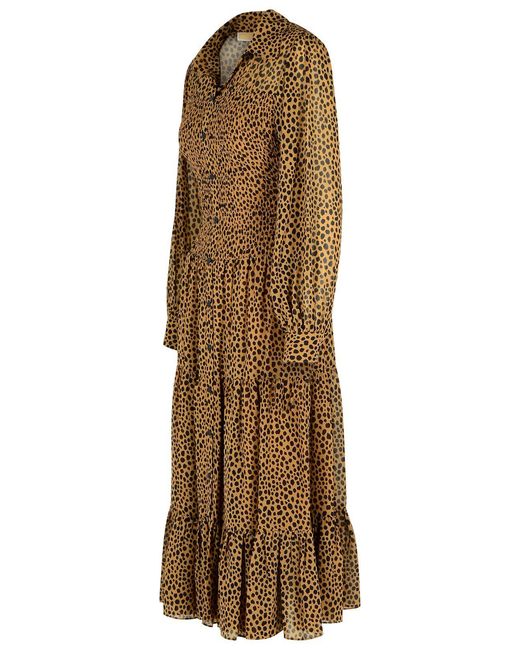 MICHAEL Michael Kors Natural 'Leopardato' Polyester Dress