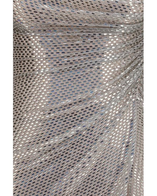 Self-Portrait Gray Sequins Draped Dress