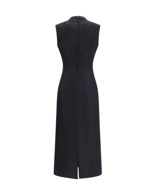 Margiela Blue Sleeveless Virgin Wool Midi Dress