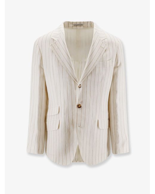 Brunello Cucinelli White Linen Blazer for men
