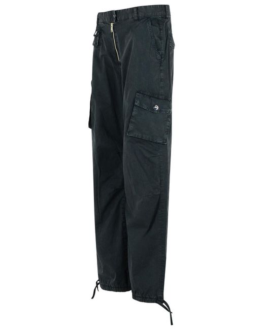Ganni Black 'Cargo' Washed Cotton Twill Pants