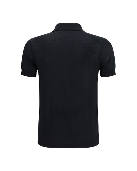 Aragona Cashmere Black Short-Sleeve Cotton Polo for men