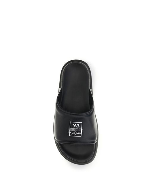 Y-3 Black Logo Slide Sandals for men