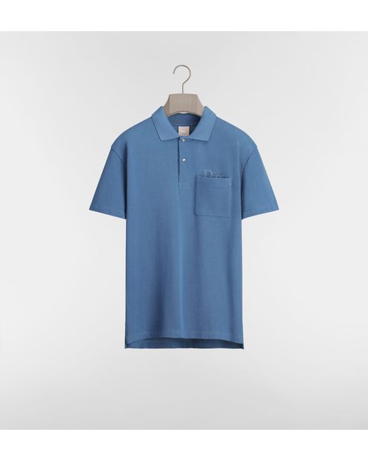 Dior Blue Relaxed Fit Polo Shirt With Logo for men