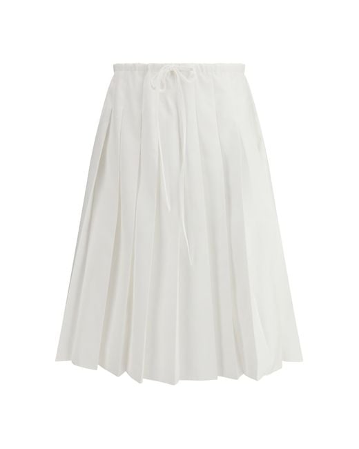 Prada White Pleated Jersey Skirt